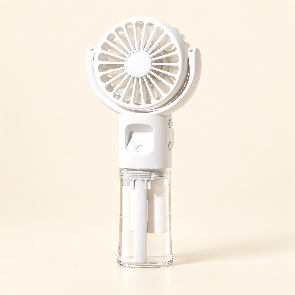 White Solfetti Portable Misting Fan with clear water reservoir